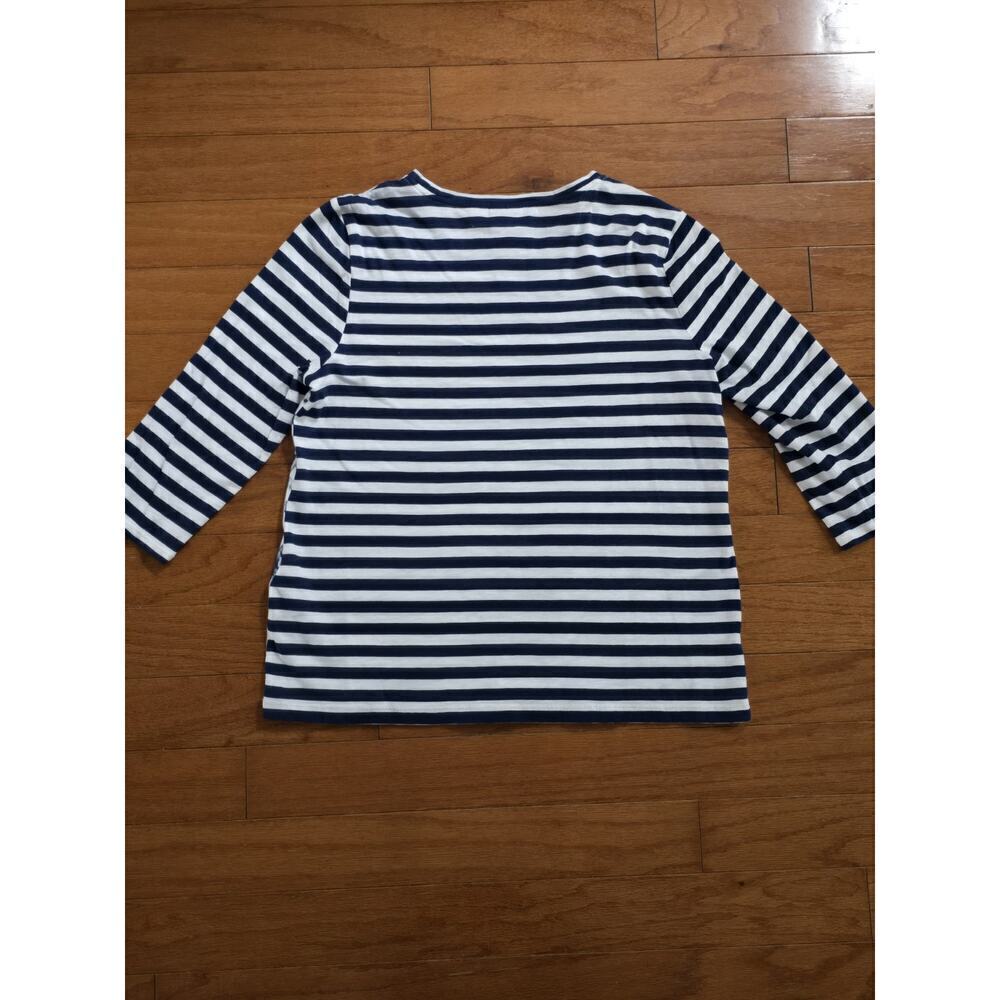 Zenergy By Chicos Striped Floral Print T Blue White 3Q Sleeve New With Tags MP - Picture 6 of 6